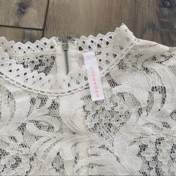 Lovesong Cropped Fitted Lace Bell Sleeve Bohemian Boho Ivory Blouse Top S - Picture 4 of 7